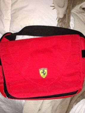 Ferrari Red and Black Men's Messenger Shoulder Bag